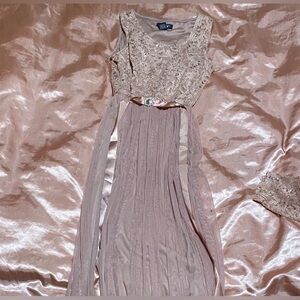 Elegant Lace Maxi Dress in Beige